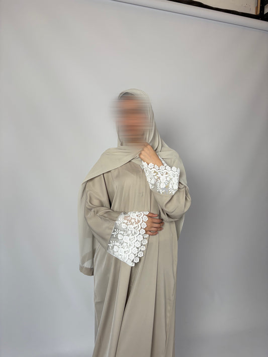 Cream Lace abaya