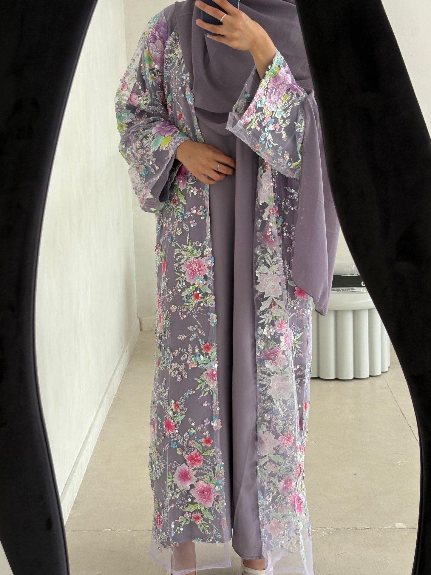 Amira Violet Embroidered Abaya by Elleveil
