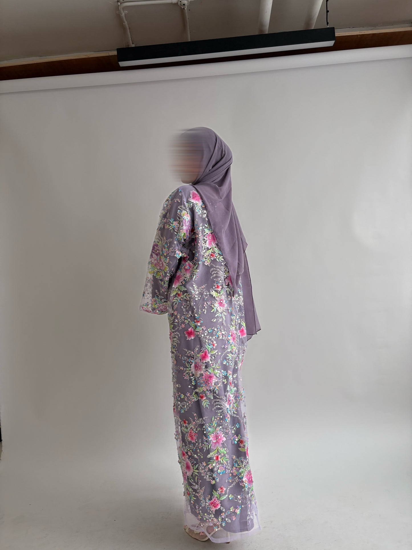 Amira Violet Embroidered Abaya by Elleveil