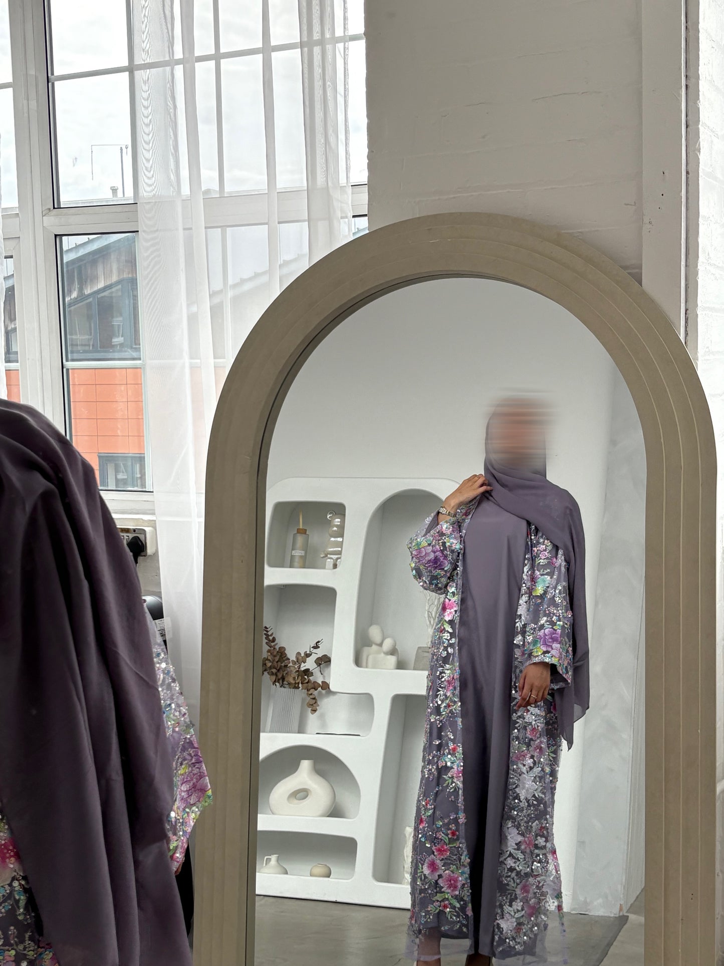Amira Violet Embroidered Abaya by Elleveil
