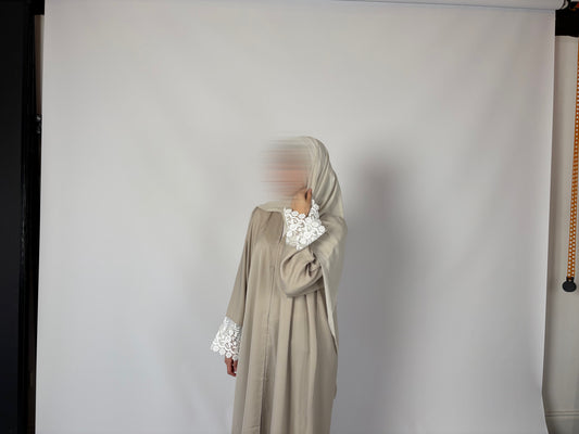 Cream Lace abaya
