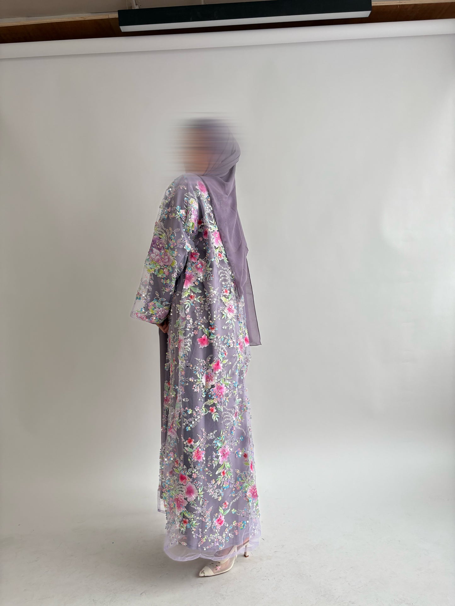 Amira Violet Embroidered Abaya by Elleveil